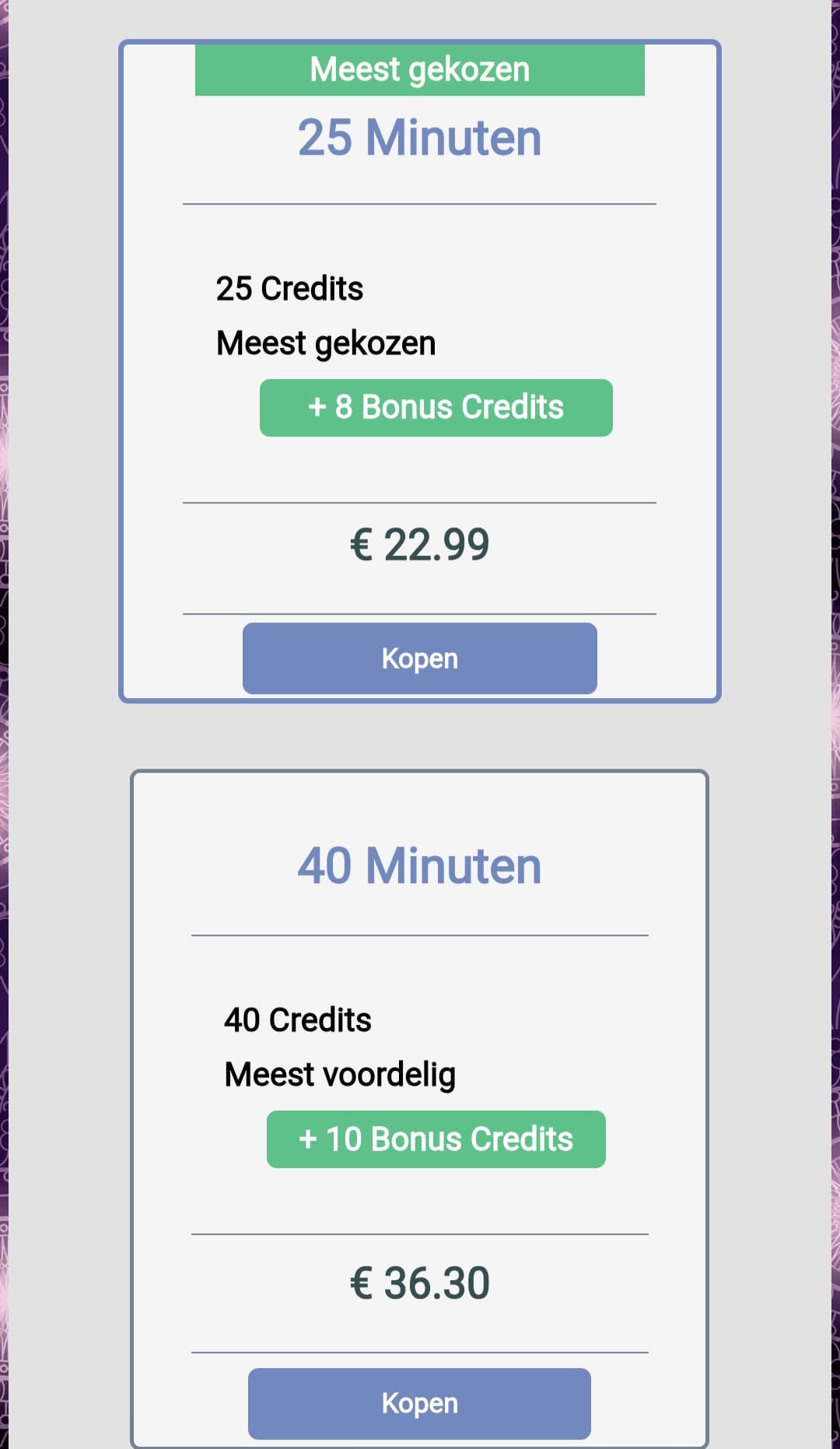 Bonuscredits bij eerste aankopen in HolisticChat